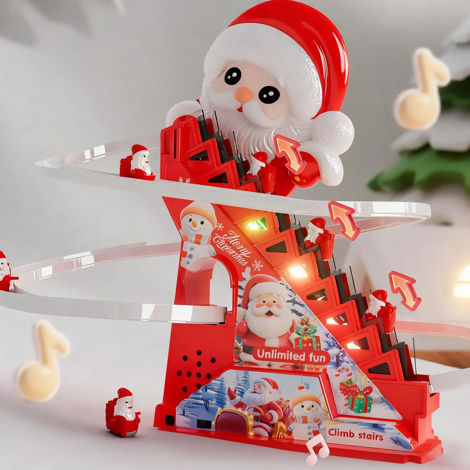 لعبة سانتا لتسلق عيد الميلاد مع موسيقى وخفيفة لعبة مسار منزلقة موسيقية للأطفال الصغار هدية حفلة الفصول الدراسية المنزلية