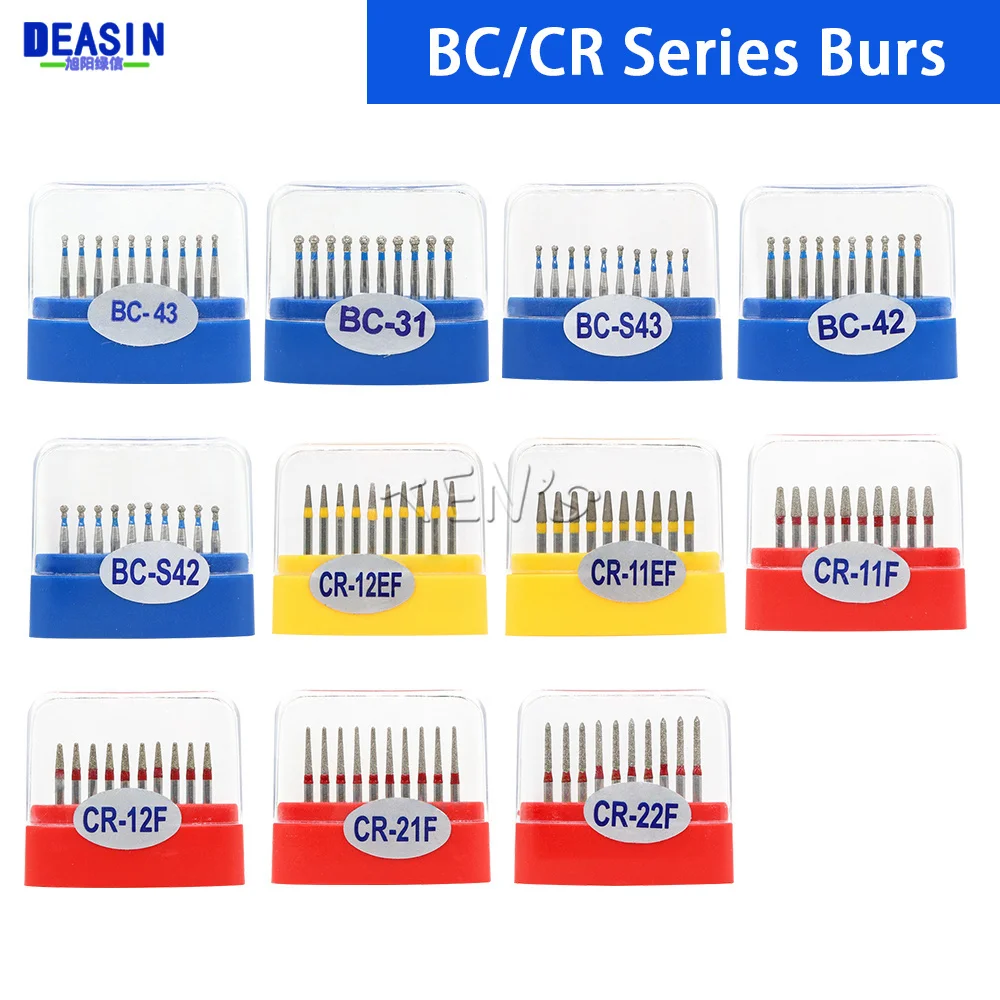 

10pcs/ box Dia.1.6mm Dental Diamond Burs Drills BC/CR Series High Speed Handpiece Polishing Dentistry Tools