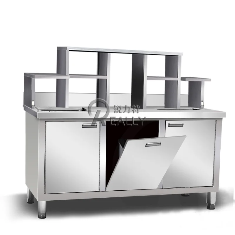 Water Bar Tea Cabinet Counter Drawer Stainless Steel Salad Fridge Work Table Coffee Drink Juicer Tea Bar