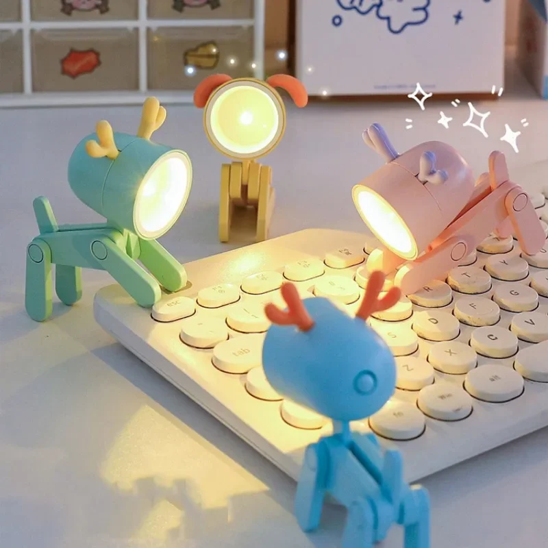 LED night light mini cute dog deer light cartoon folding desk light children\'s room bedside bedroom living room decoration