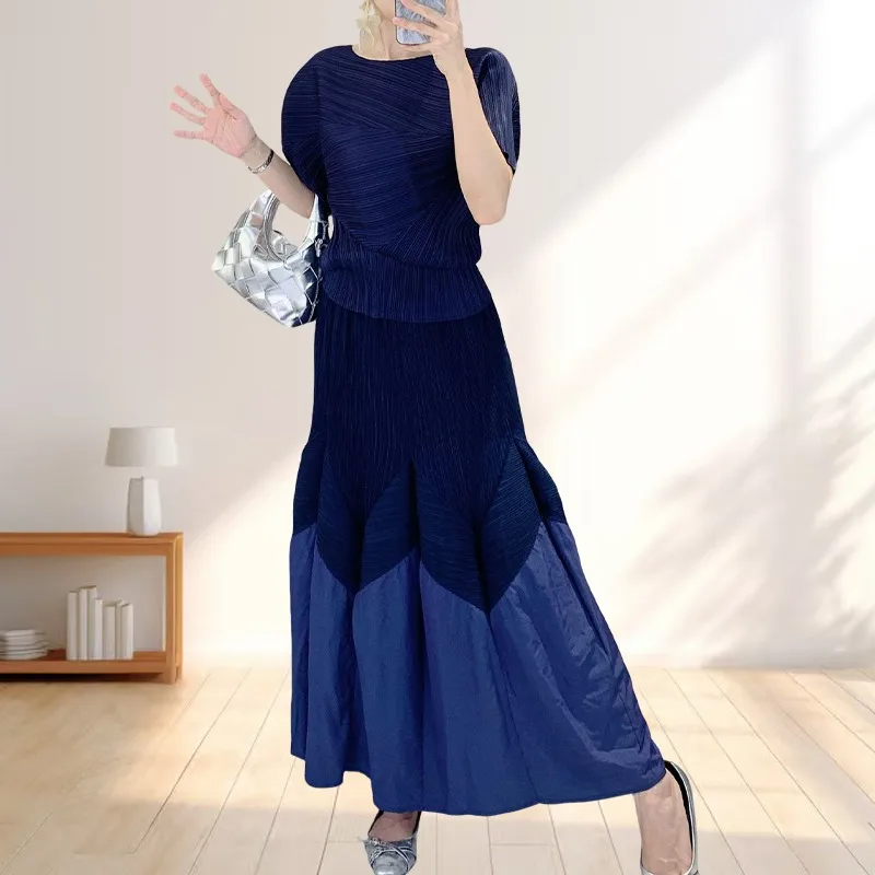 

Miyake New Pleated Bud Half Skirt Women's Loose Elegant Temperament Versatile Simple High Elastic Elastic Waist Tunic Skirt