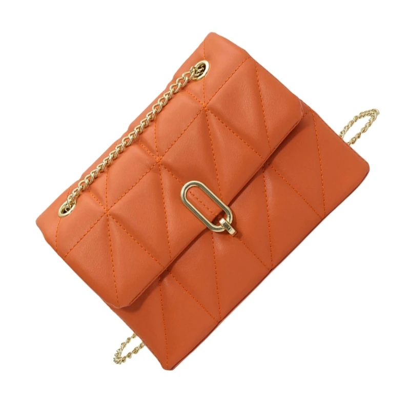 

Women PU Leather Messengers Bag Chain Strap Shoulder Bag Candy Color Quilted Bag