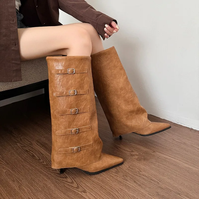 

Slim Heel, Pointed Toe, Side Zipper Waterproof Platform, Versatile, Comfortable, Anti-slip and Breathable Fashion Women's Boots