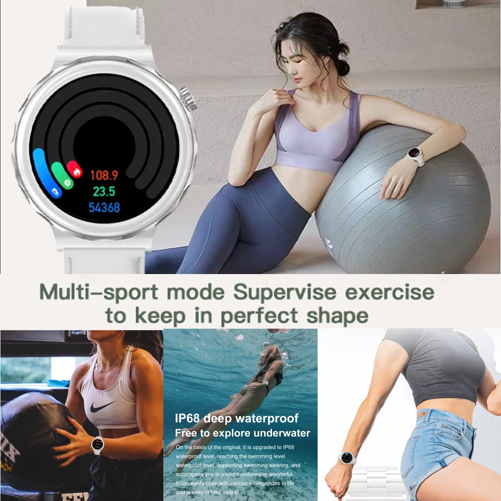 Połączenie Bluetooth inteligentny zegarek kobiety 1.32 cal 390*390 ekran HD panie Smartwatch monitorujący tętno Monitor ciśnienia krwi zegarki