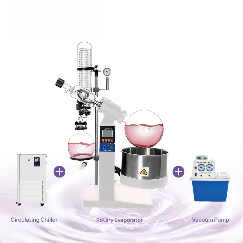 Lab 5 Liter 10L 20 L Vacuum Extraction Rotary Evaporator with Low Temperature Circulating Chiller and Vacuum Pump