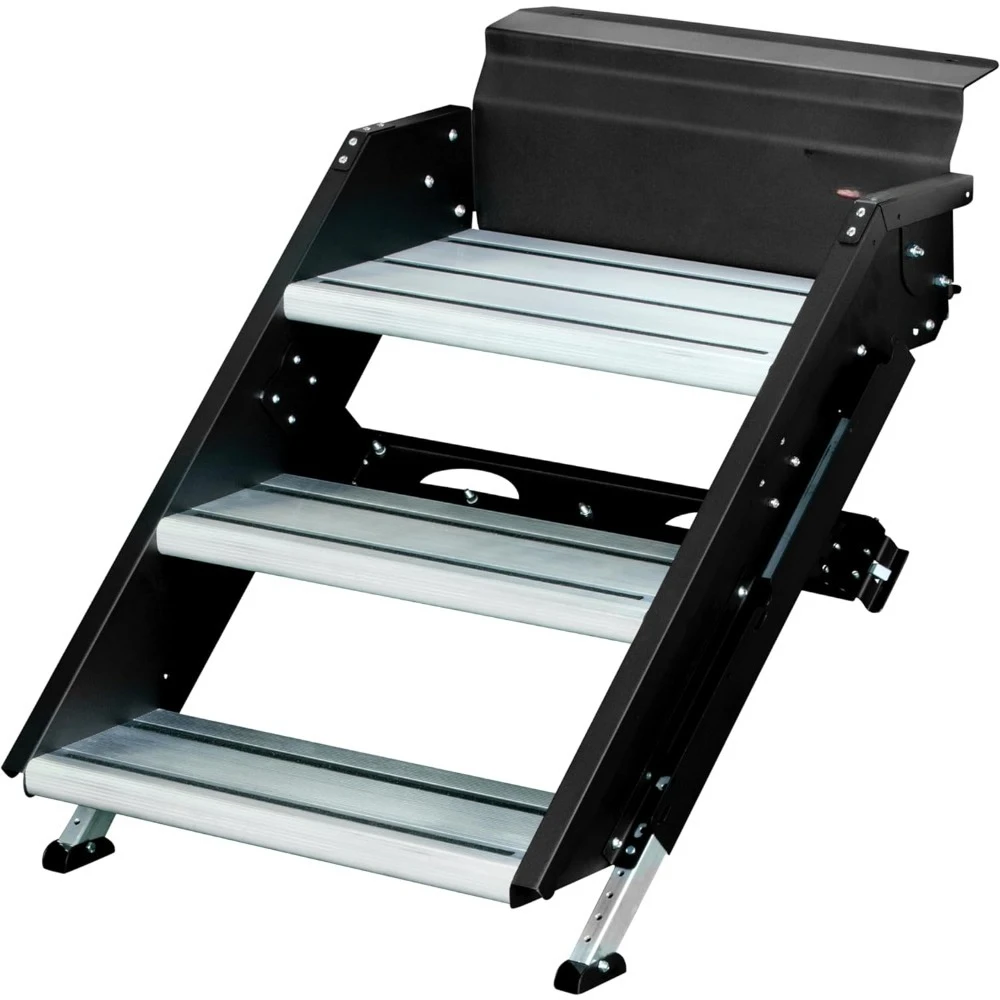 جودة عالية-791572 خطوة ثلاثية صلبة لمركبات الترفيهية والسفر مقطورة دخول المدخل الأسود 26 بوصة-شحن مجاني