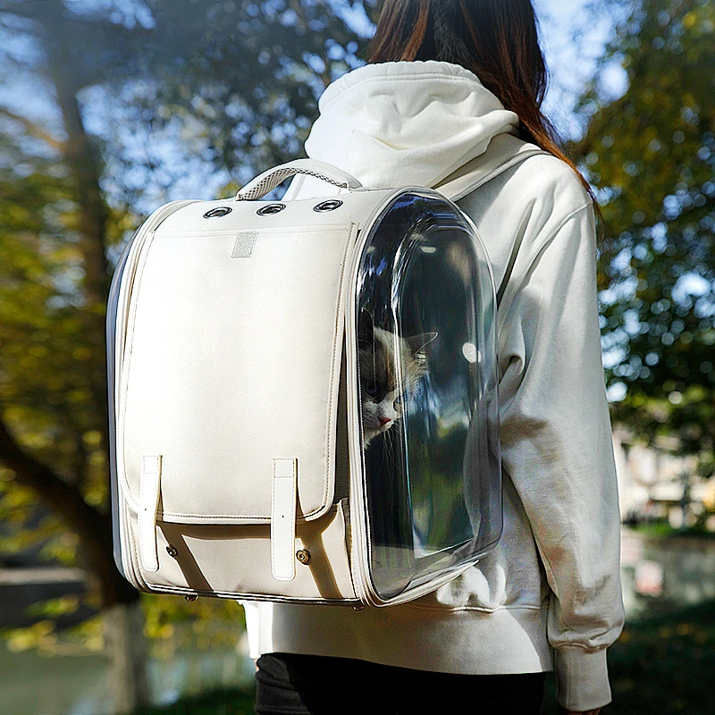 Spacious and Transparent Cat Carrier Backpack with Breathable Space Capsule for Dogs and Cats