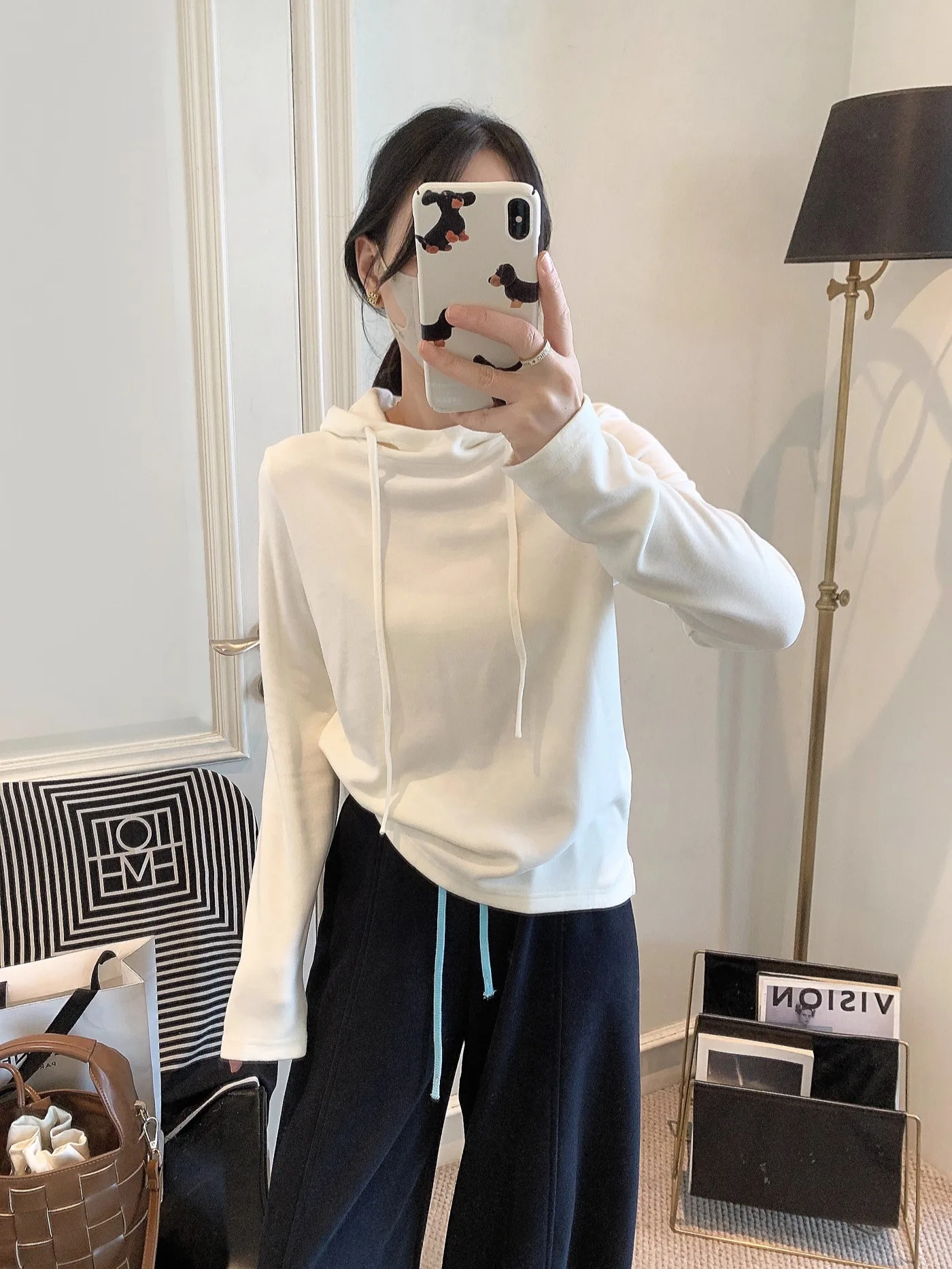 

Women's Hoodie Sweatirt Dstring Pure Color Base Layer irt Korean Sle Commute Faion Thiened Long Sve Top