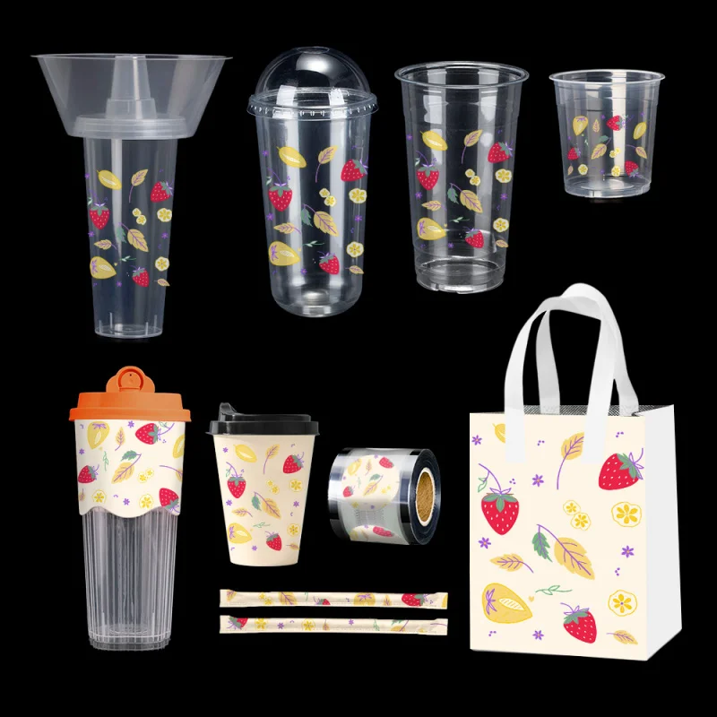custom.LOKYO Custom PET Disposable Cold Drink Cup Boba Bubble Tea Plastic Cups with Flat Lid Dome Lid
