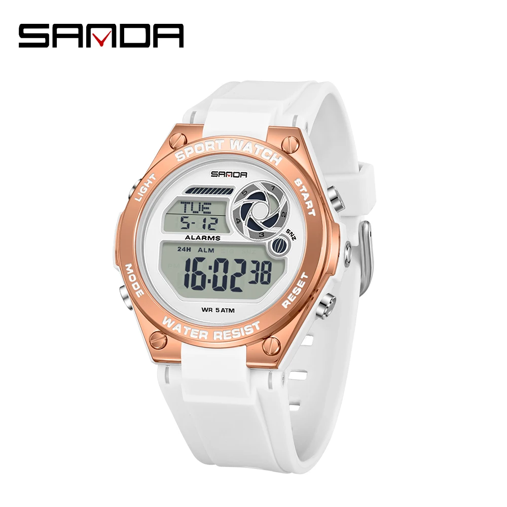 

SANDA SD9098 Women's Electronic Watch Fashion Creativity Sports Night Light Chronograph Silicone Watch
