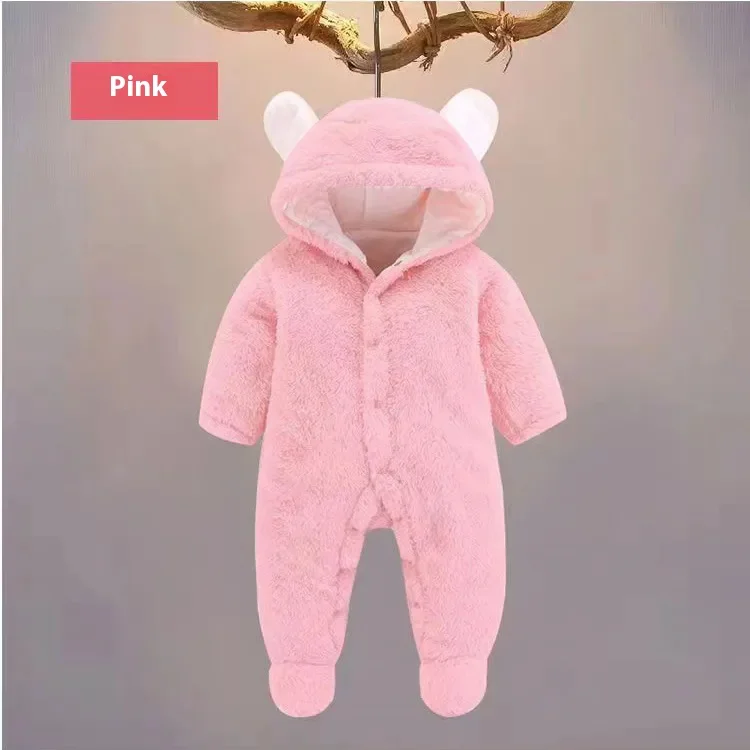 Baby Rompers Infant Plus Velvet Jumpsuit Winter Outfit Newborn Thick Warm Clothes Outwearing Hooded Climbing Suit Baby Stuff