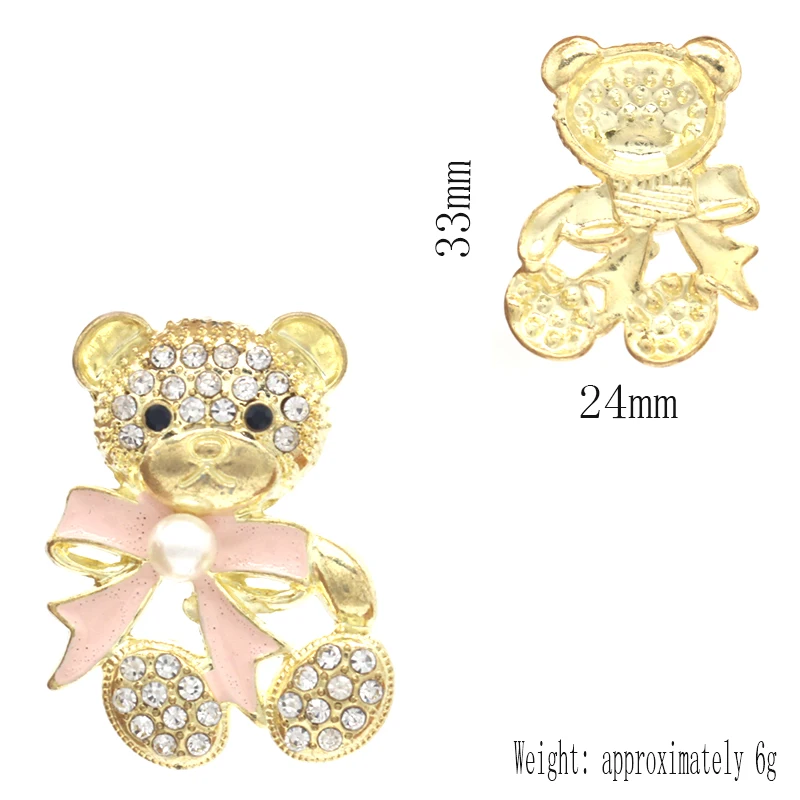 New 10PCS33 * 24MM Alloy Pearl Water Diamond Dropping Oil Bow Tie Little Bear Clothing Hair Accessories Luggage Decoration Acces