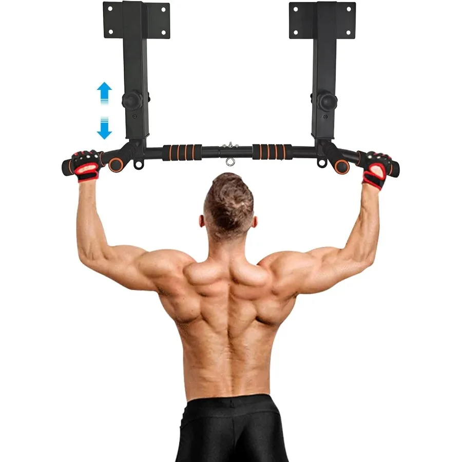 

Wall Mounted Pull Up Bar and Dip Station Heavy Duty Wall Mount Pullup Chin Up Bar Multifunctional Home Gym Workout Indo