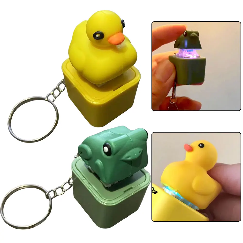 1Pcs Duck Quacking Fidget Toy Quacking Duck Keychain Stress Reliever Keychain Fidget Toy Frog Duck Keychain For Stress Relief