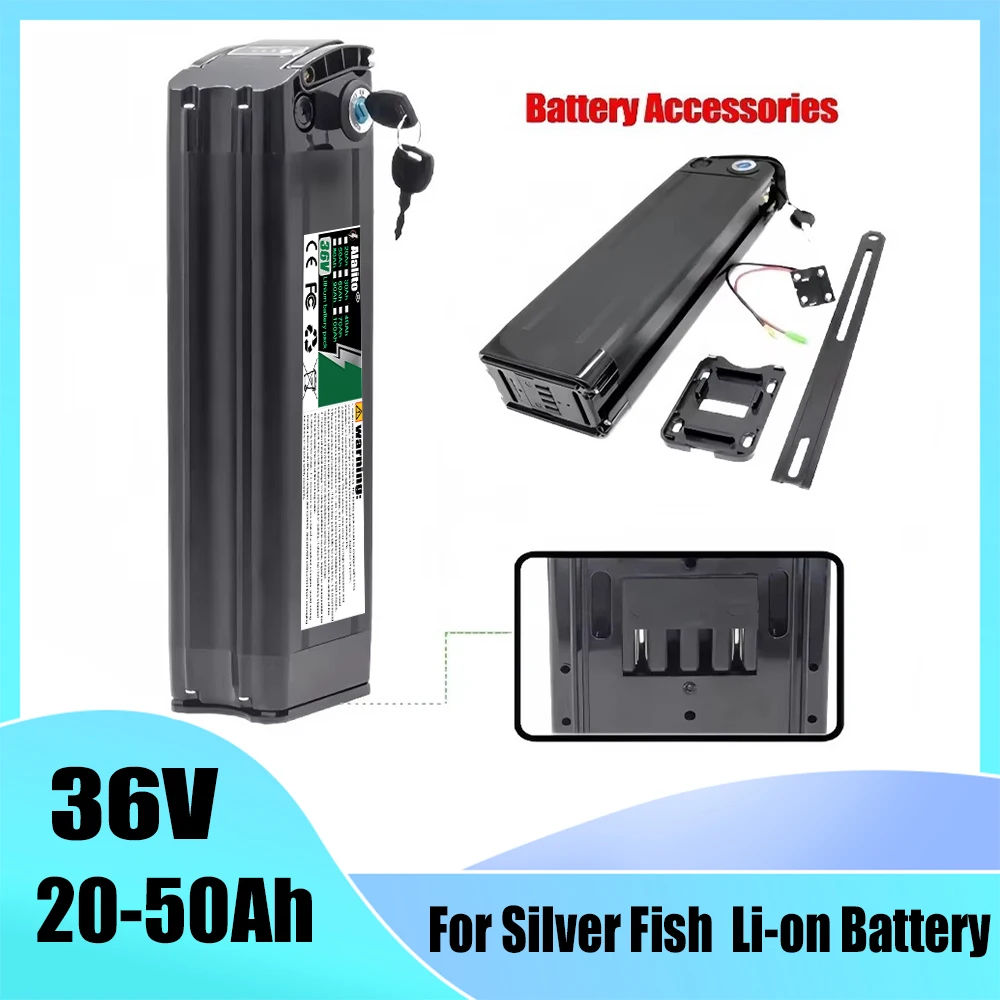 For Silver Fish, 36V 20Ah-50Ah lithium battery pack, compatible with 250W 350W 500W 1000W folding bicycle wheel hub motor