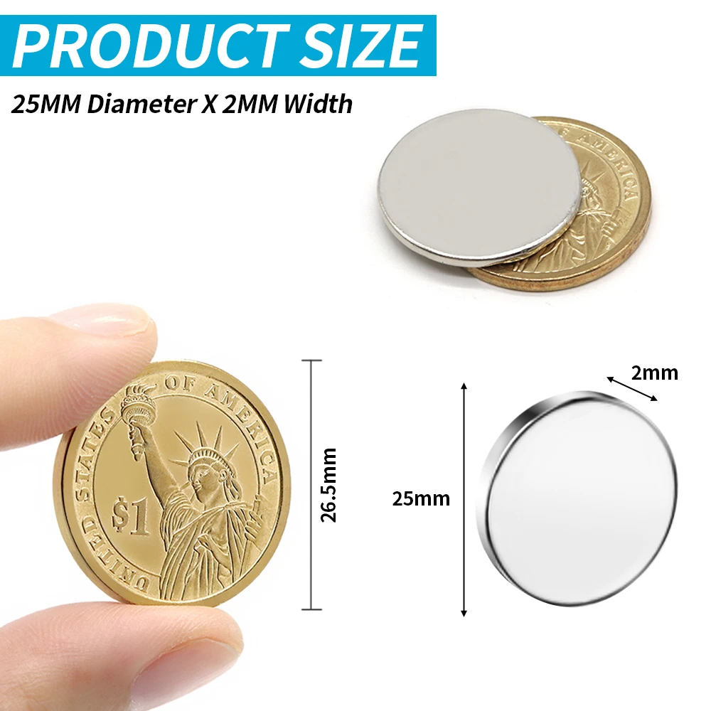 5/10/20/50/100/200Pcs 25x2 Super Strong Magnet 25mm X 2mm Round Magnetic NdFeB Neodymium magnet N35 Powerful Disc imanes 25*2