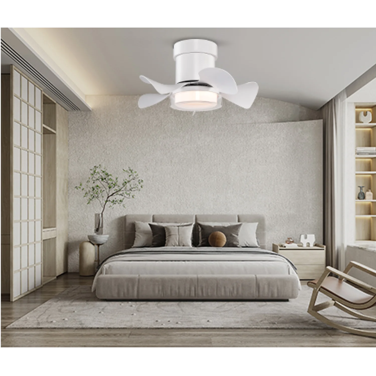 

21" Ceiling Fan w/ 3 Color Temperatures Light, Remote Control, DC Motor, Powerful & Low Noise, Small Space, Matte White