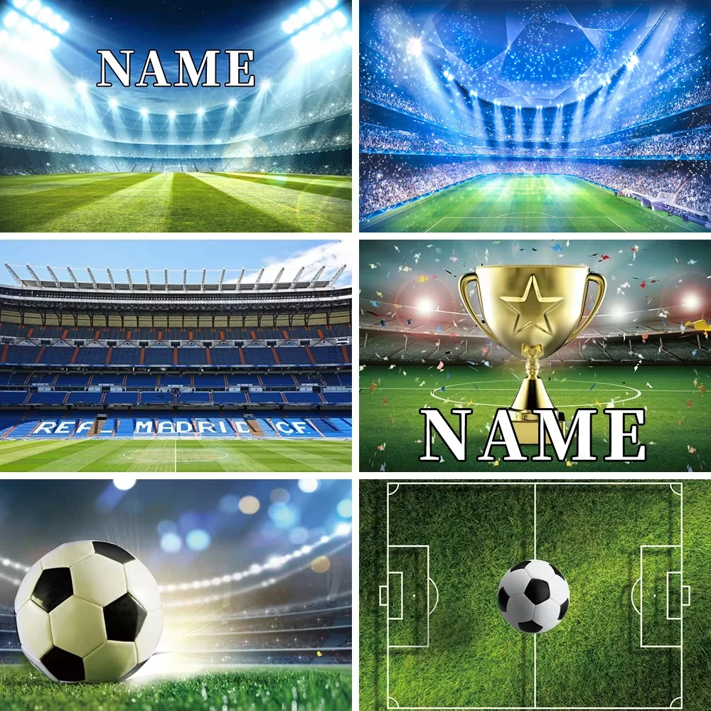 

Kids Football Stadium Birthday Background Real Madrid Stadium Turf Champions Cup Sports Theme Custom Photography Backgrounds