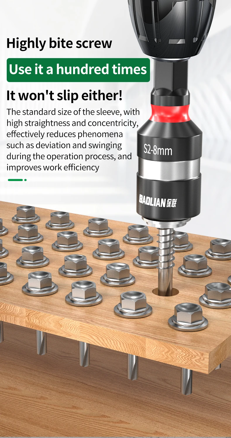 8 mm Sechskantschaft, magnetischer Sockel-Bit, S2-legierter Stahl, hohes Drehmoment, starker Magnet, kompatibel mit Bohrschrauber, Elektrowerkzeugen – Detail 3