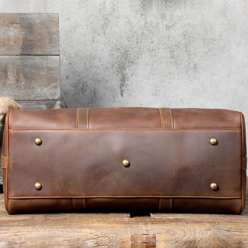 S.WORKER Vollnarbenleder-Reisetasche Große Kapazität Weekender-Reisetasche Echtleder-Sporttasche für Herren – Detail 11