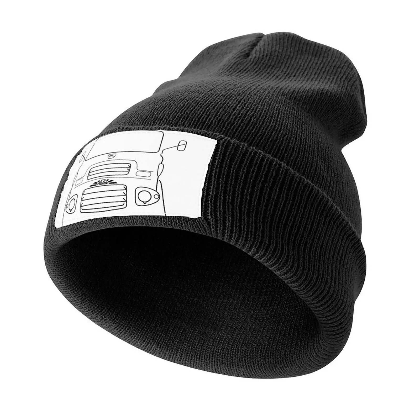 Vintage 1960s Albion lorry black outline graphic Knitted Cap custom Hat Luxury Man Hat Kids Hat Men's Hats Women's