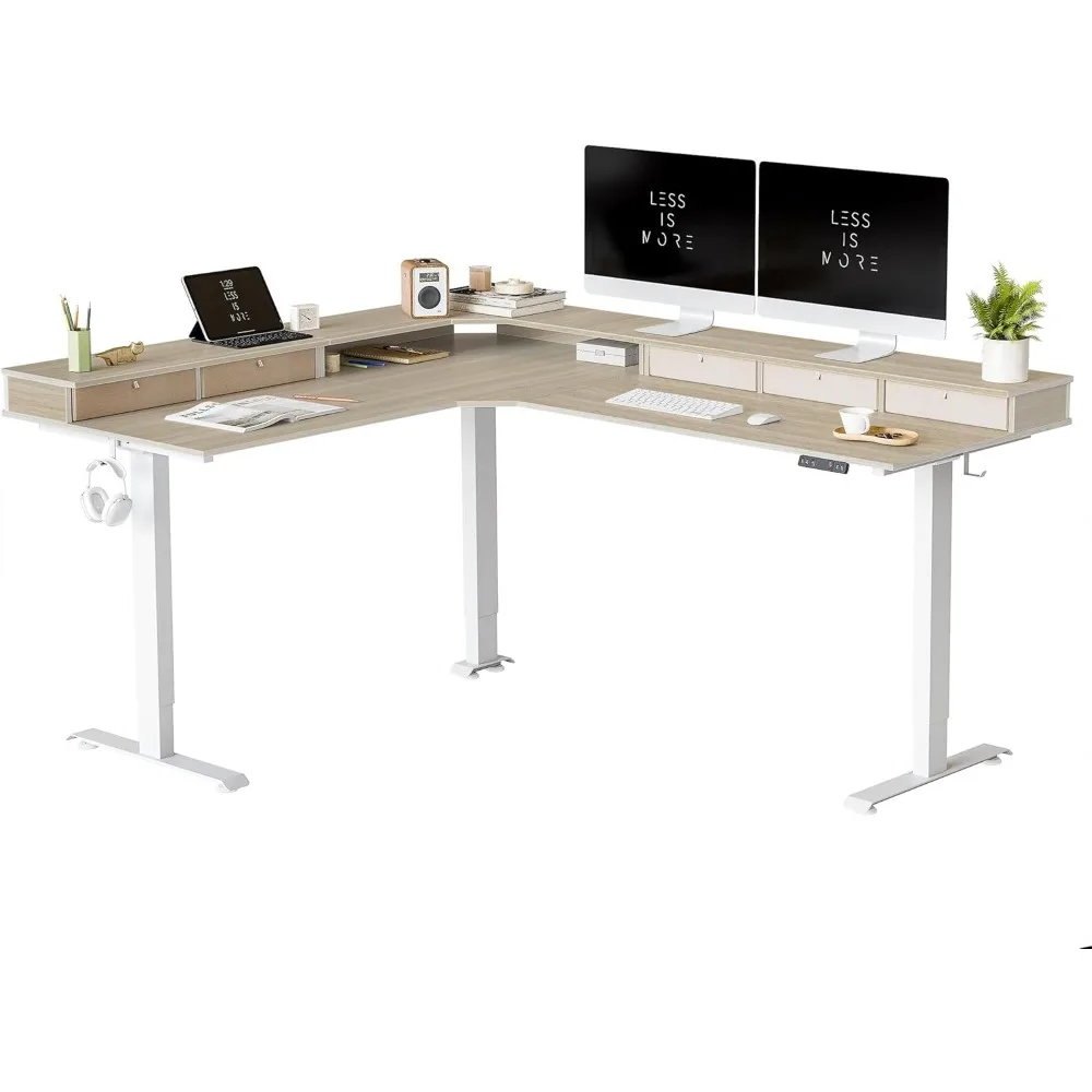 

Triple Motor 75" L Shaped Standing Desk with 5 Drawers, Reversible Electric Standing Gaming Desk Adjustable Height, Office Desks