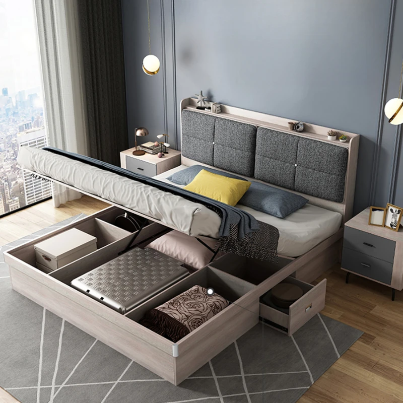 Pretty Modern Double Bed Luxury Upholstered Italian Superking Bed Loft Villa Camas De Dormitorio Furniture Home