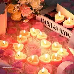 9/18Pcs Heart Shaped Candles Aromatherapy Candle For Valentines' Day Confession Birthday Wedding Gift Home Party Table Decor