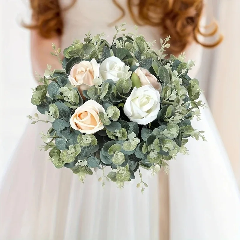 5/10/20 Stücke Eukalyptusblatt Stiele Grüne Künstliche Pflanzen Für Wohnzimmer Dekoration Braut Hochzeit Vasen Blumenstrauß Dekor – Detail 7