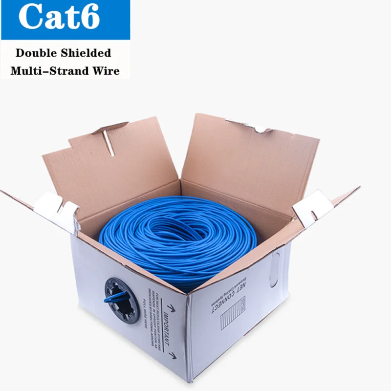 10M 30M Cat 6 SFTP Double Shielded Ethernet Cable 1000Mbps RJ45 Multi-Strand internet Patch Cord LAN Cat6 Network Router Laptops