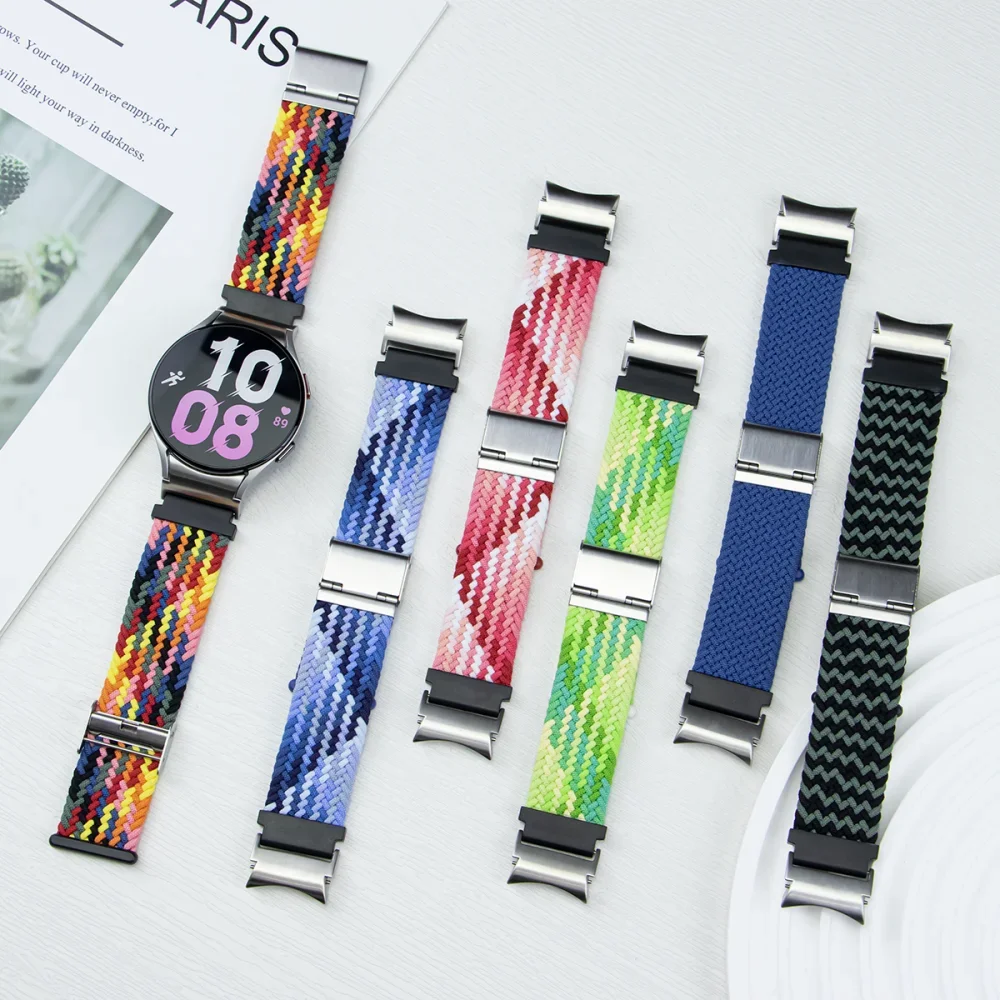 Quick Fit Braided nylon Band For Samsung Galaxy Watch 6/5/4 40 44mm 6 Classic 43 47mm 5Pro 45mm 4Classic 42mm 46mm No Gaps Strap