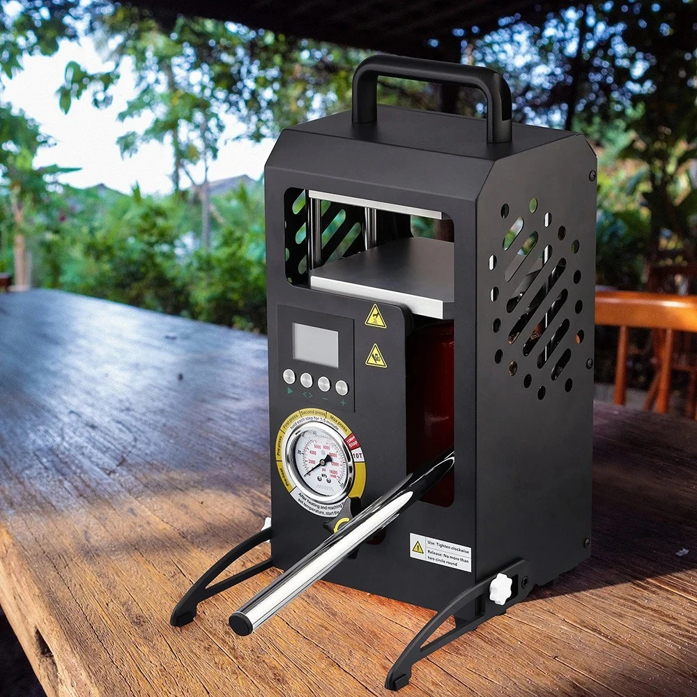 10T Rosin Press with Pressure Gauge, Hot Press Embossing Machine for Rosin Extraction