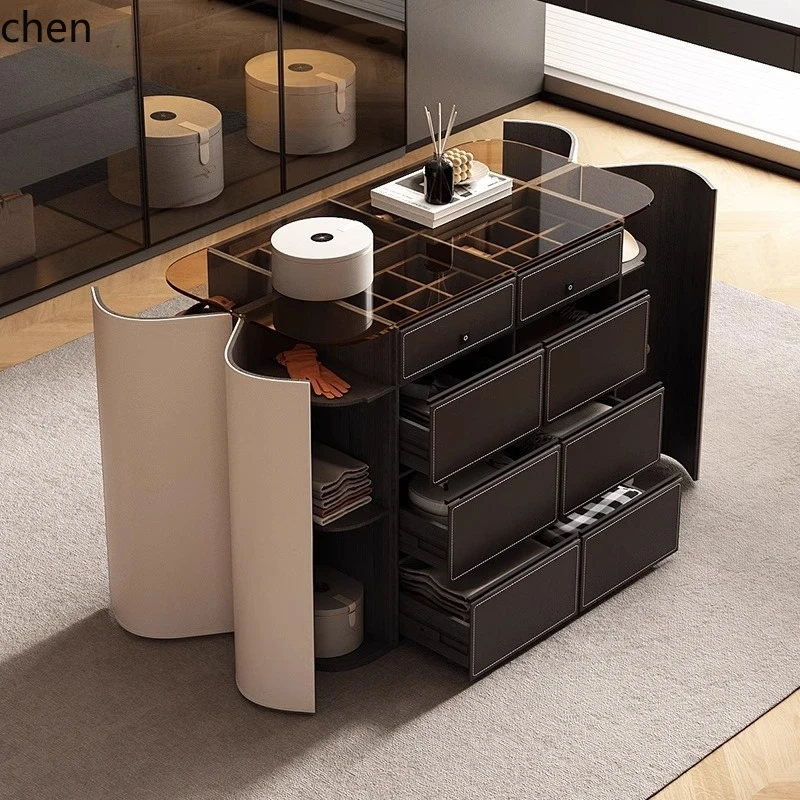 

HTT cloakroom Nakajima counter light luxury simple modern double-sided curved jewelry bedroom storage display chest