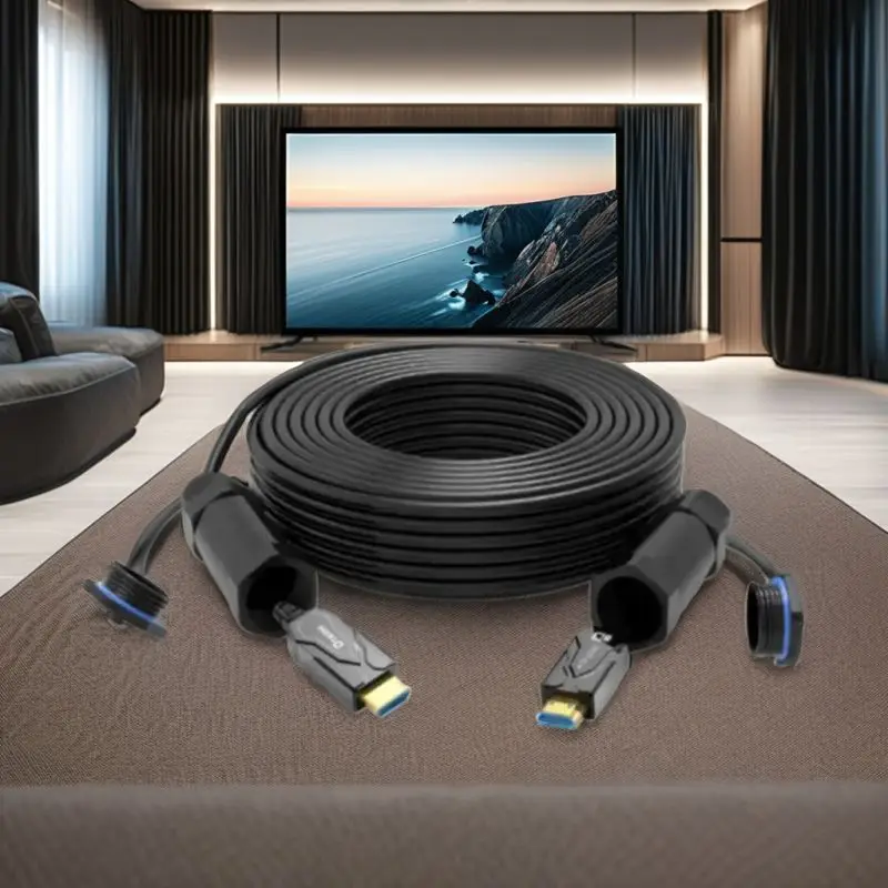 DTECH 4K 60Hz Optical High Speed Armored HDMI Engineering Cable With Waterproof Case 40m