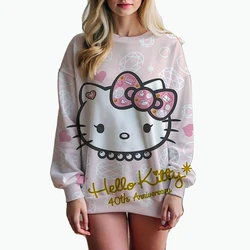 Hoodie Pullover Hooded Sweatshirts Women HELLO KITTY Print Long Sleeve Plus Size Casual Pull Hoody Autumn Clothes Sudadera y2k