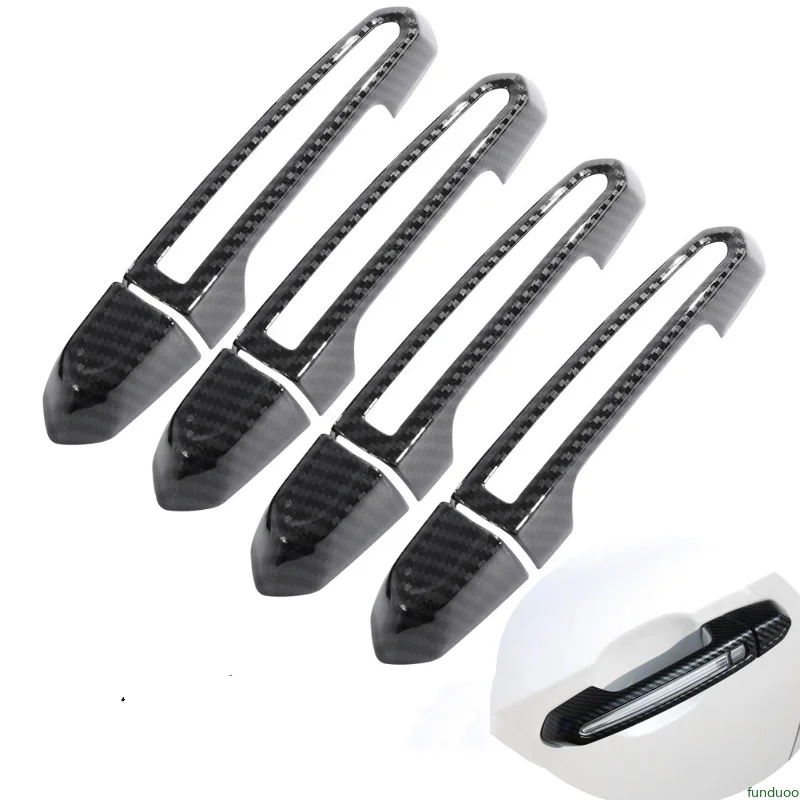 For Cadillac XT4 XT5 XT6 CT6 ATS CT5 2015-2022 Glossy Black Carbon Fiber Car Door Handle Cover Trim Sticker Styling Accessories