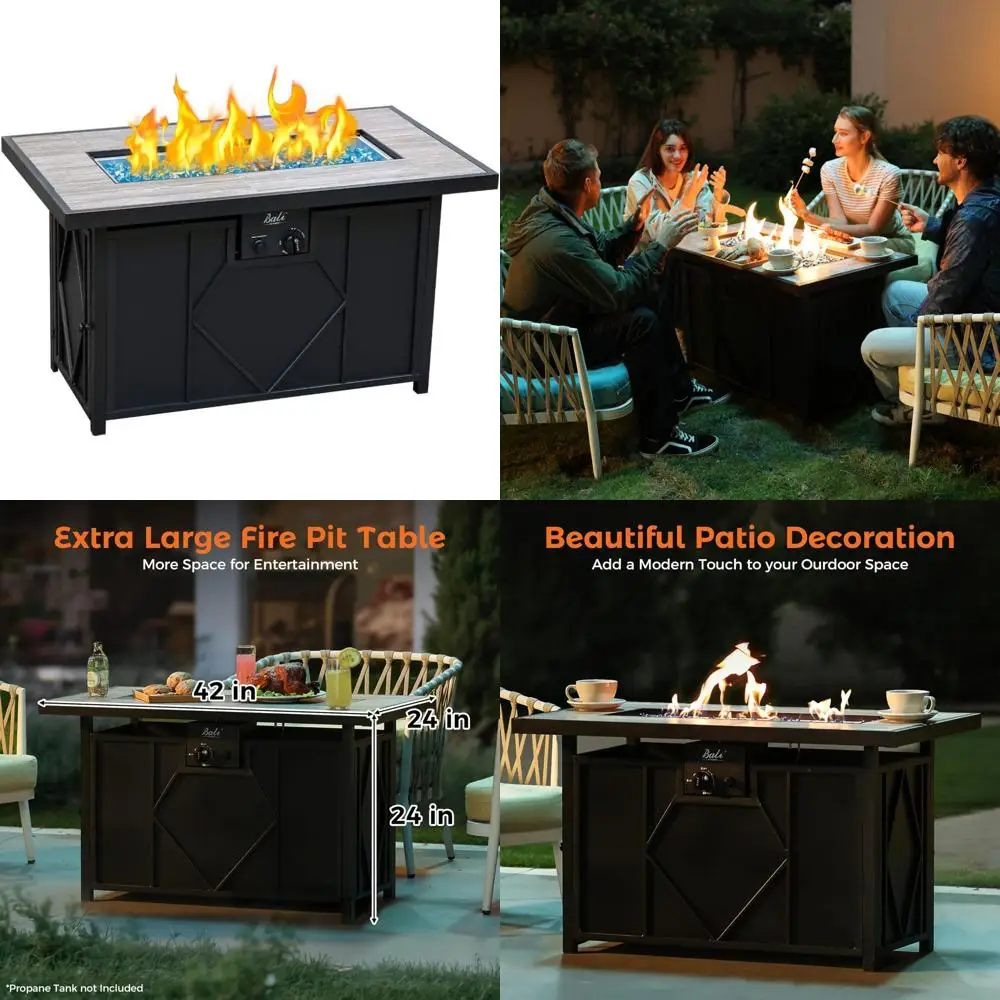 

Прямоугольный стол для костра на пропане, 42-дюймовый балкон для патио на заднем дворе, 60 000 БТЕ