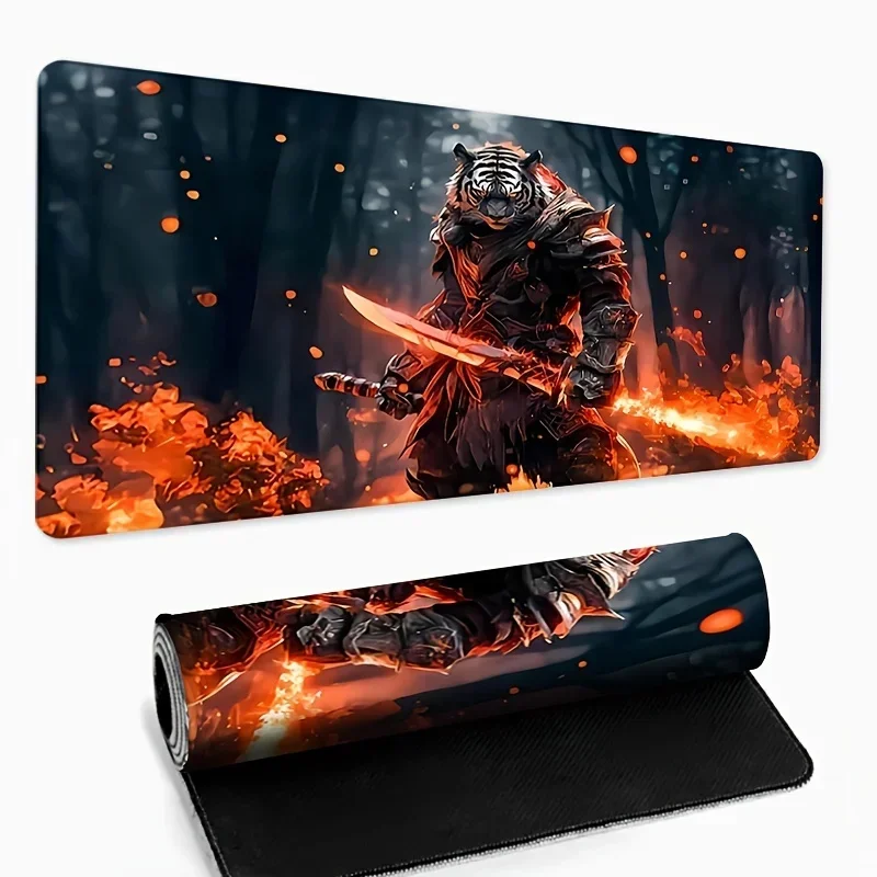 Large Gaming mouse Pad Tiger Warrior expansion table mat Office computer Laptop Computer game players anime scenery ideal gift