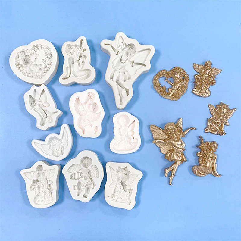 A variety of Little Angel Shape Sugar Flipping Mold DIY Chocolate Cake Decoration Baking Angel Elf Silicone Mold