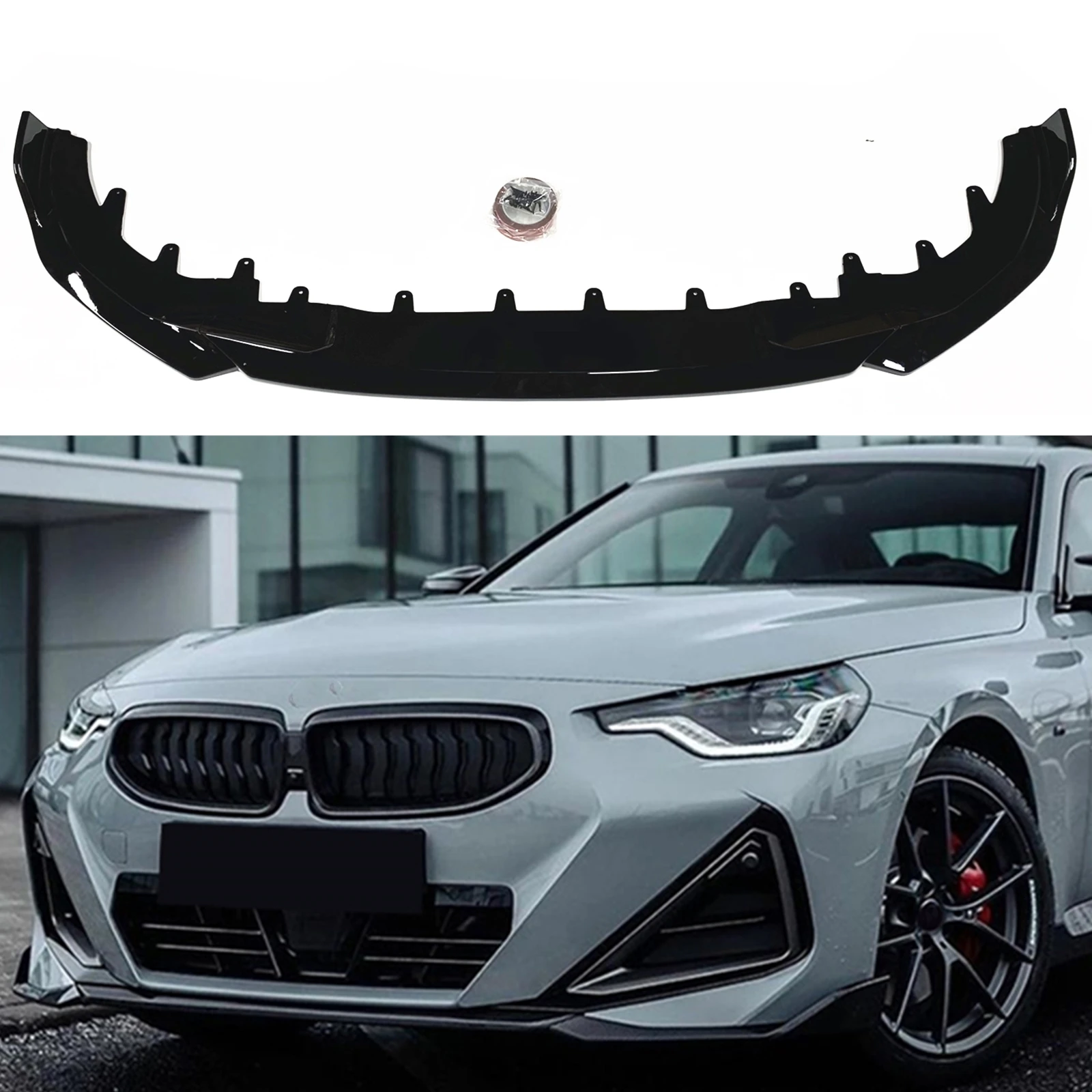 

Front Bumper Spoiler Lip Splitter For BMW G42 2 Series M Sport 2 Door Coupe 2022-2024 M235i M240i Gloss Black Lower Guard Plate