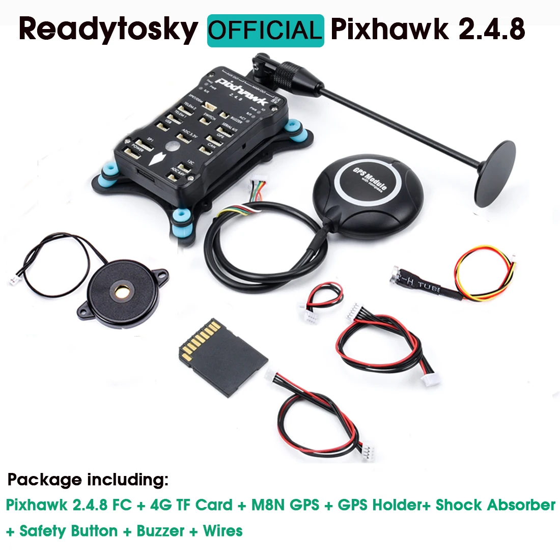 Pixhawk 2.4.8 PX4 PIX 32 Bit Flight Controller / M8N GPS /  Telemetry Module / Safety Switch Buzzer RGB I2C 4G SD OSD / OLED