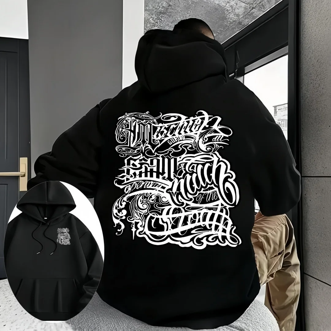 

Осень-зима 2025 г., повседневный свободный свитер с принтом из 100% хлопка, толстовка с классическим принтом, модная летняя мужская оверсайз Y2K