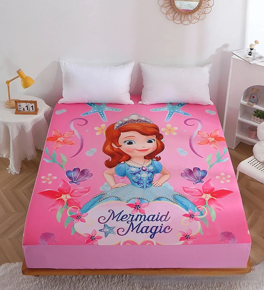 Disney Sofia Fitted Sheet,Anime Printed Bed Sheet,Cute Princess Cartoon Sheets,Bedding Girls Adult Gifts