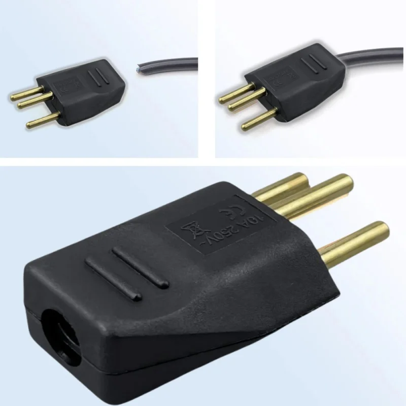 Pure Copper Power Cord Plug 250V 10A tandard Electrician Assembly Power Plug Detachable Wiring Plug Switzerland CE Rohs