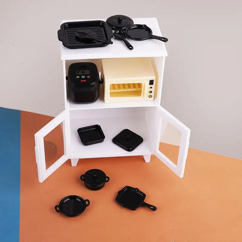 Ensemble de jouets alimentaires pour jeu de simulation, échelle 1:12, modèle de meubles de cuisine pour maison de poupée, Kit d'armoire de cuiseur à riz Miniature