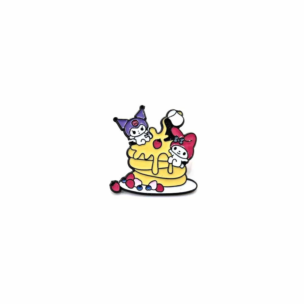 Sanrio Cake Enamel Lapel Pins Cute Kuromi Melody Food Metal Badges Cartoon Anime Brooches for Backpack Kawaii Jewelry  Gifts