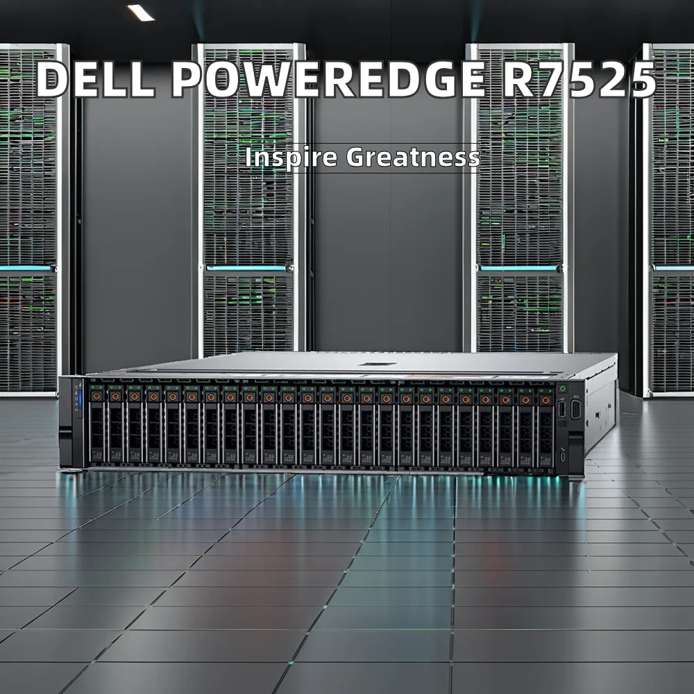 Servidor de rack Dell PowerEdge R7525 2U com processador AMD EPYC 7642 64GB de memória DDR4 Interface de disco SATA 16GB DDR4 RAM