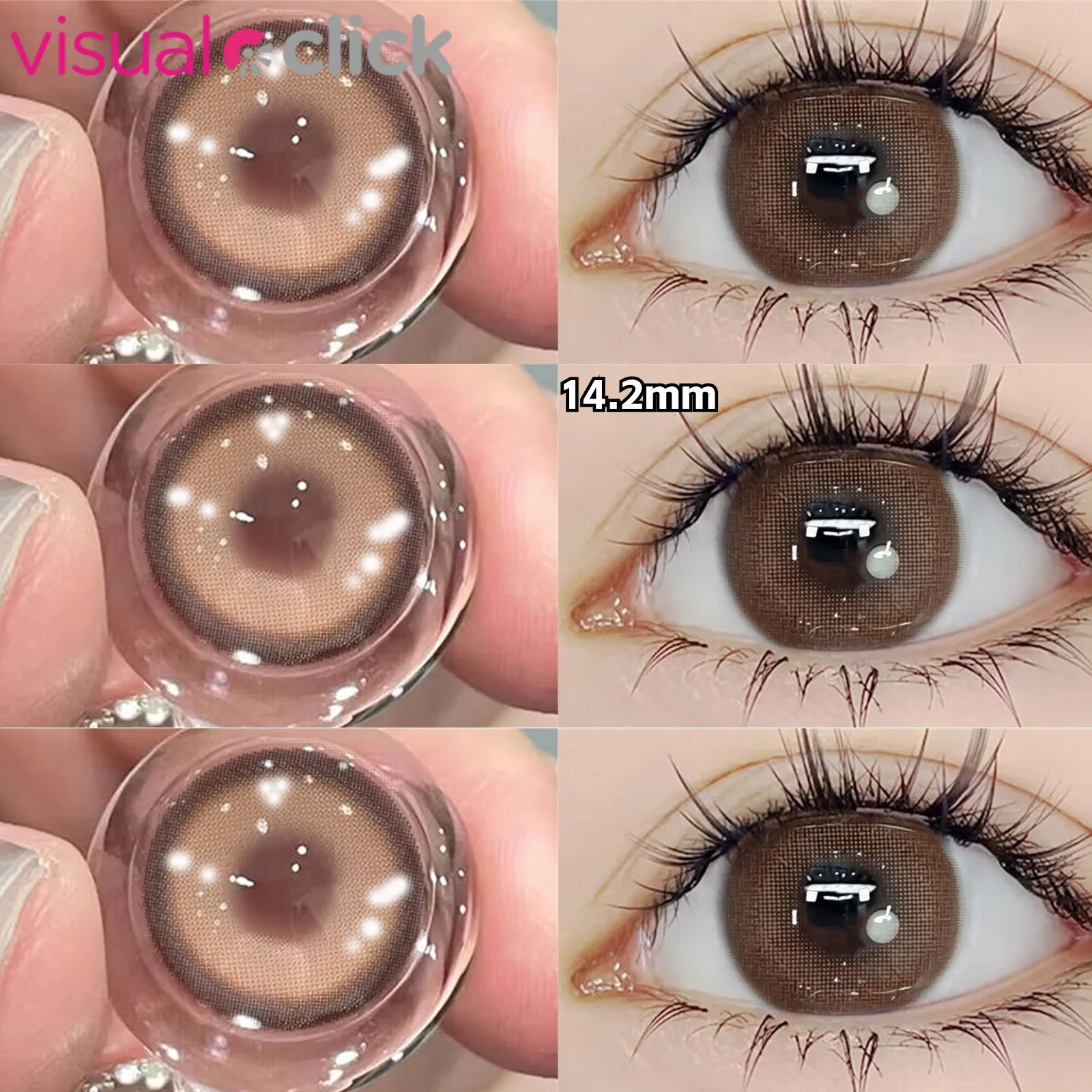 VisualClick 2pcs/Pair Graduated Color Contact Lenses Myopia Prescription Yearly Color Lenses black Natural Dioptric Eye Grade