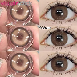 VisualClick 2pcs/Pair Graduated Color Contact Lenses Myopia Prescription Yearly Color Lenses black Natural Dioptric Eye Grade