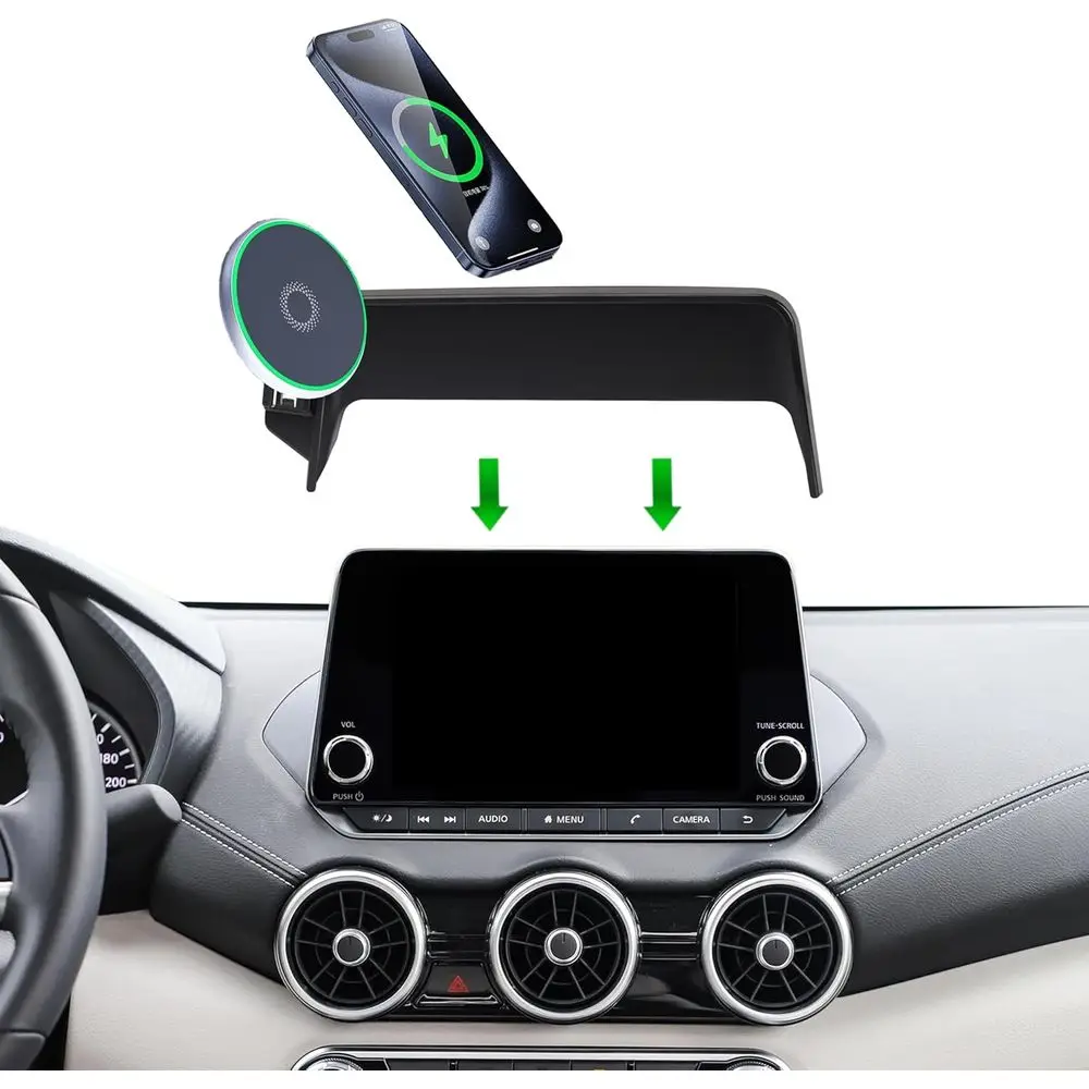 

Car Phone Holder 15W Fast Wireless Charging 8-inch Fixed Clip Cell Phone Mount Hands-free